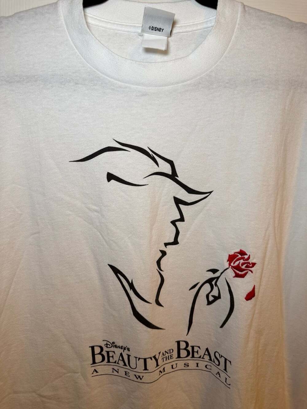 Vintage The Disney Store Beauty and the Beast A New Musical White T-Shirt L